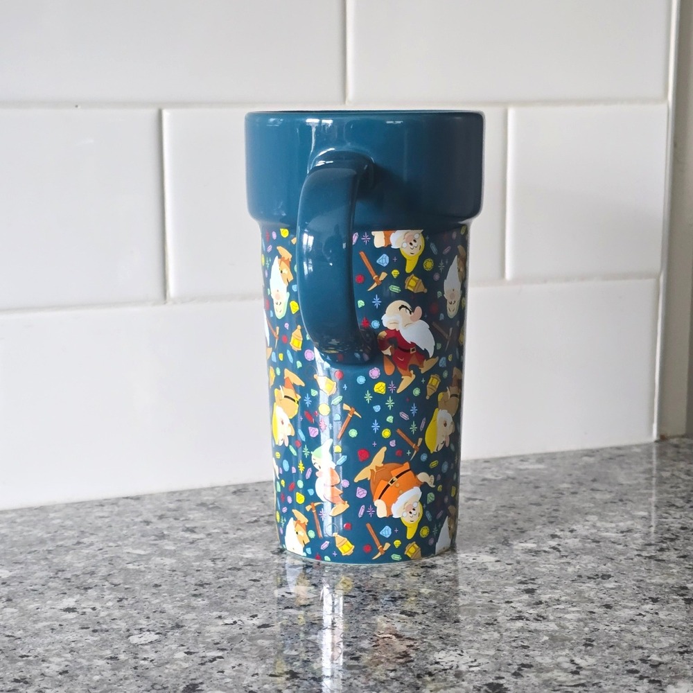 Disney Store Seven Dwarfs‎ Snow White Tall Ceramic Mug Teal Blue